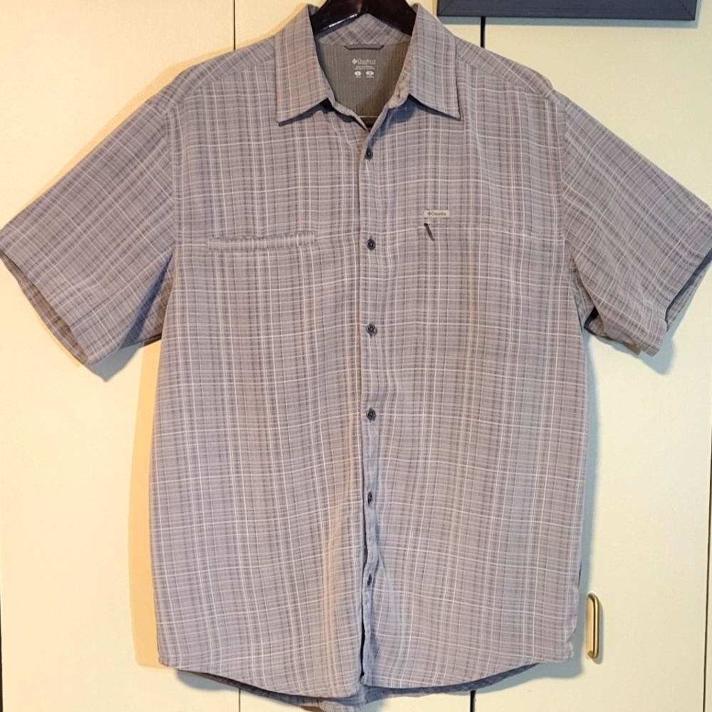 Columbia men's casual button-down short-sleeve shirt, Sze Large,  plaid pattern